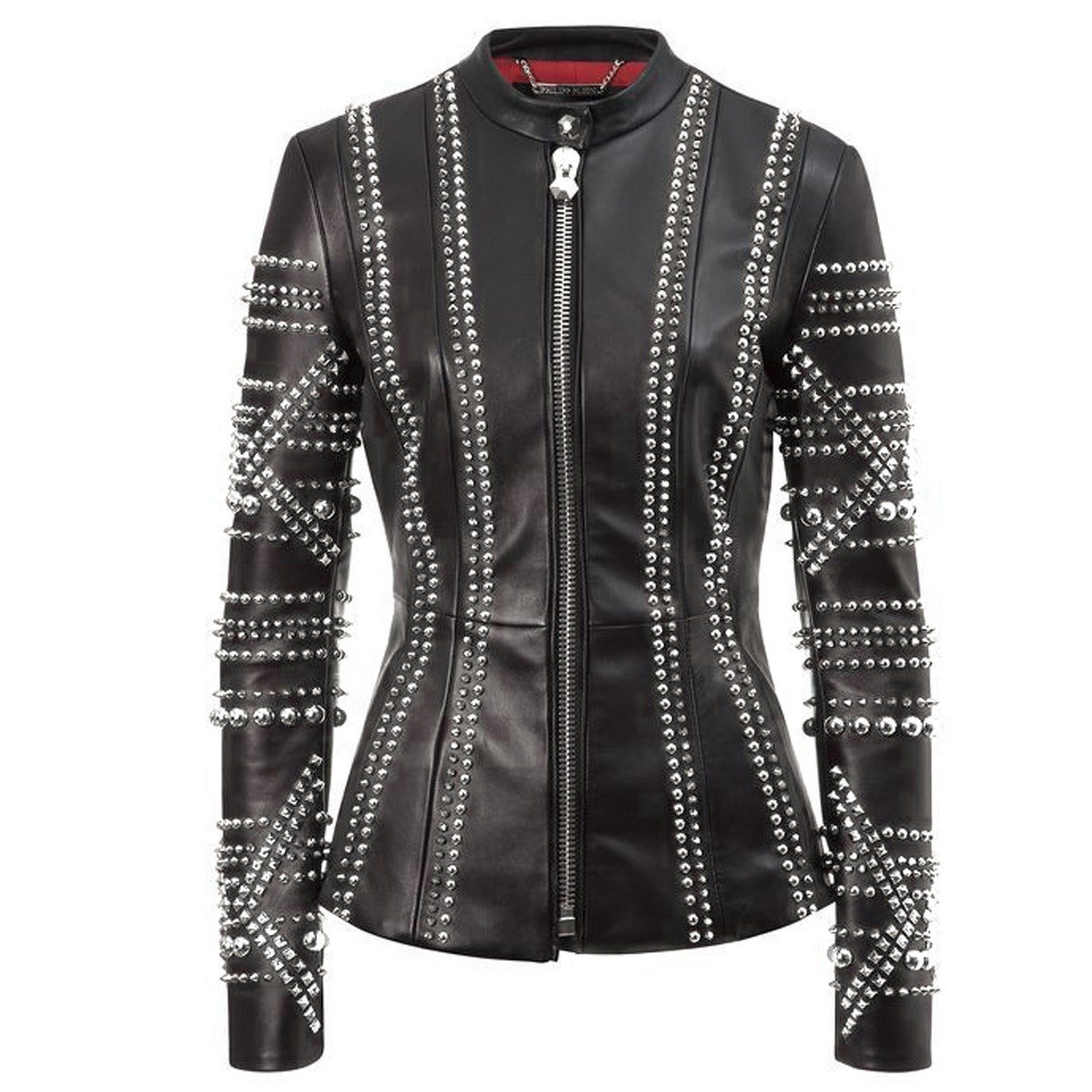 Women Studded Black Leather Fashion Jacket - AMSEL LEATHERS