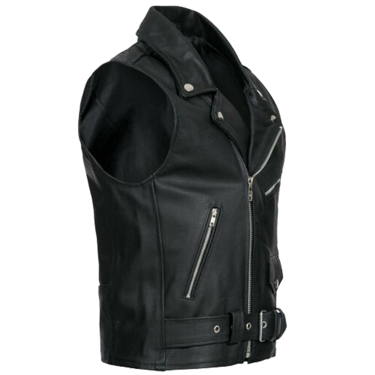 Men Classic Brando Motorcycle Leather Vest - AMSEL LEATHERS