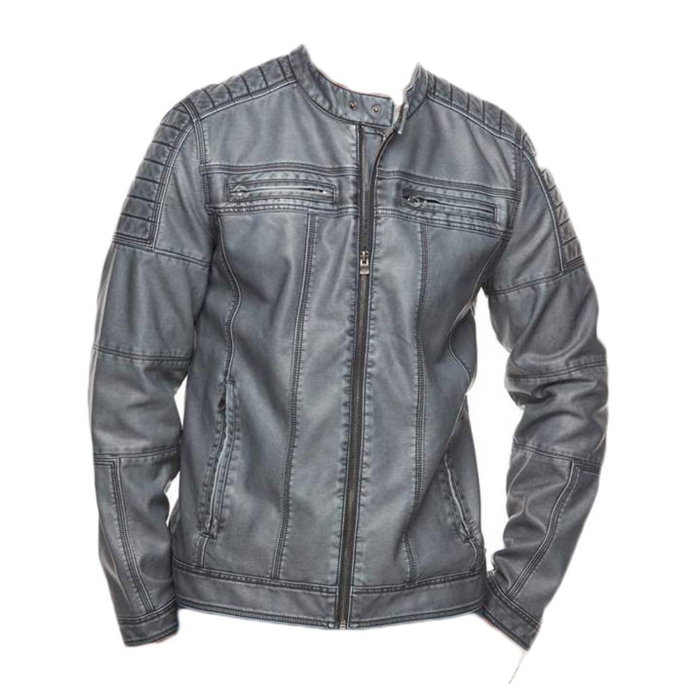 Men Smokey Grey Wax Fashion Leather Jacket - AMSEL LEATHERS