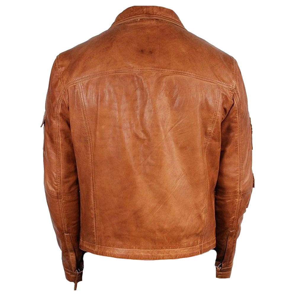 Vintage Brown Men Leather Fashion Jacket Classic Stunning - AMSEL LEATHERS