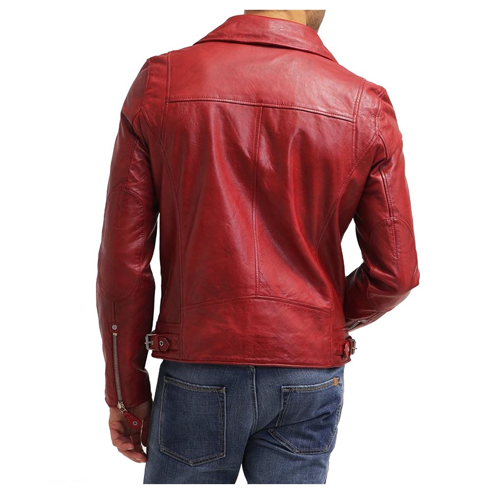 Red Double Rider Motorbike Jacket - AMSEL LEATHERS