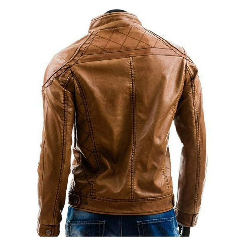 Men Brown Leather Fashionable Biker Men Fashion Jacket - AMSEL LEATHERS