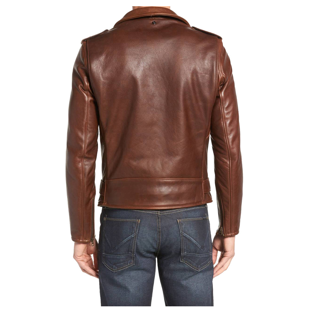 Slim Fit Brown Moto Jacket USA - AMSEL LEATHERS