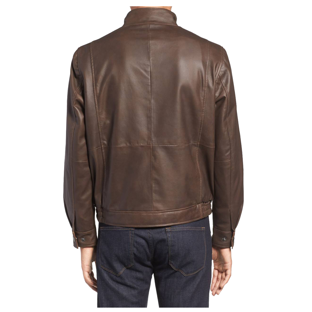 Slim Fit Brown Moto Jacket - AMSEL LEATHERS