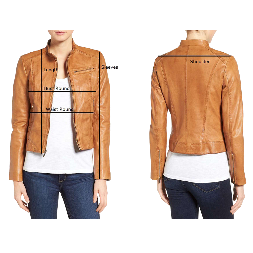 Women Short Body Classic Biker Leather Jacket - AMSEL LEATHERS