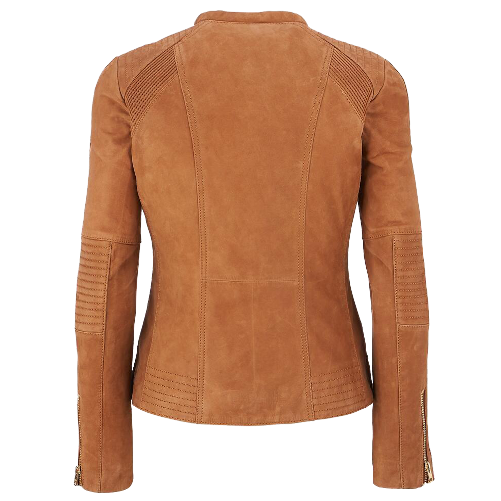 WOMEN'S GENUINE LAMBSKIN SUEDE MOTORCYCLE JACKET - AMSEL LEATHERS