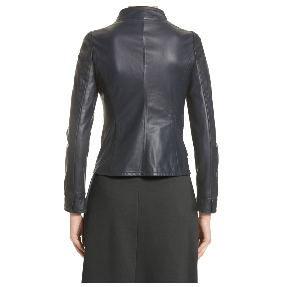 Women Lambskin Fashion Leather Jacket Black - AMSEL LEATHERS