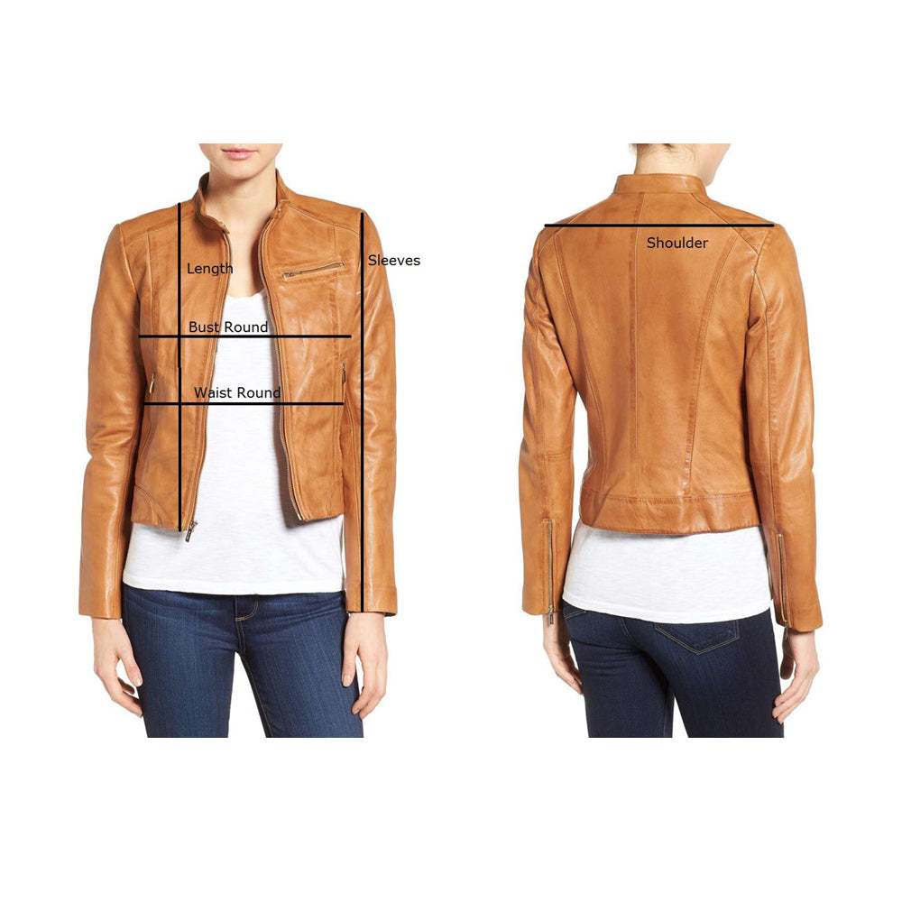 Women Motorcycle Classic Fashion Golden Zipper Leather Jacket - AMSEL LEATHERS