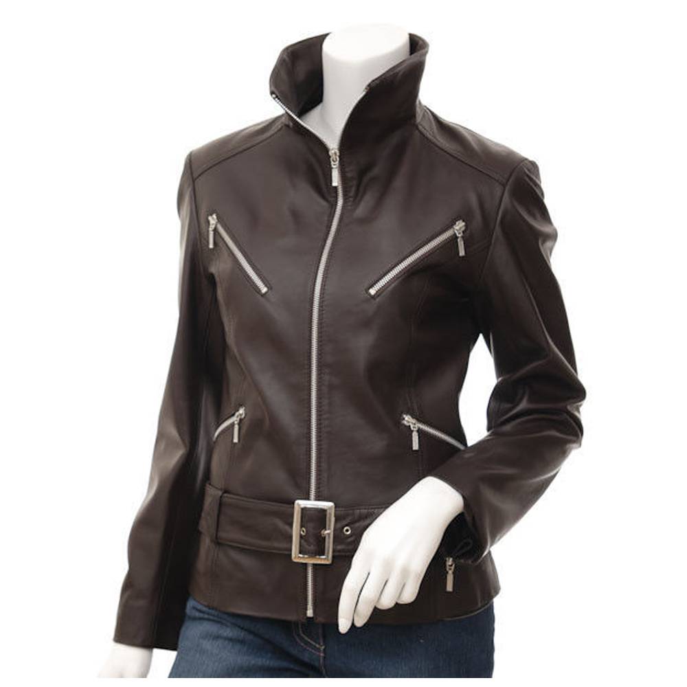 Women Retro Emma Peel Leather Jacket - AMSEL LEATHERS