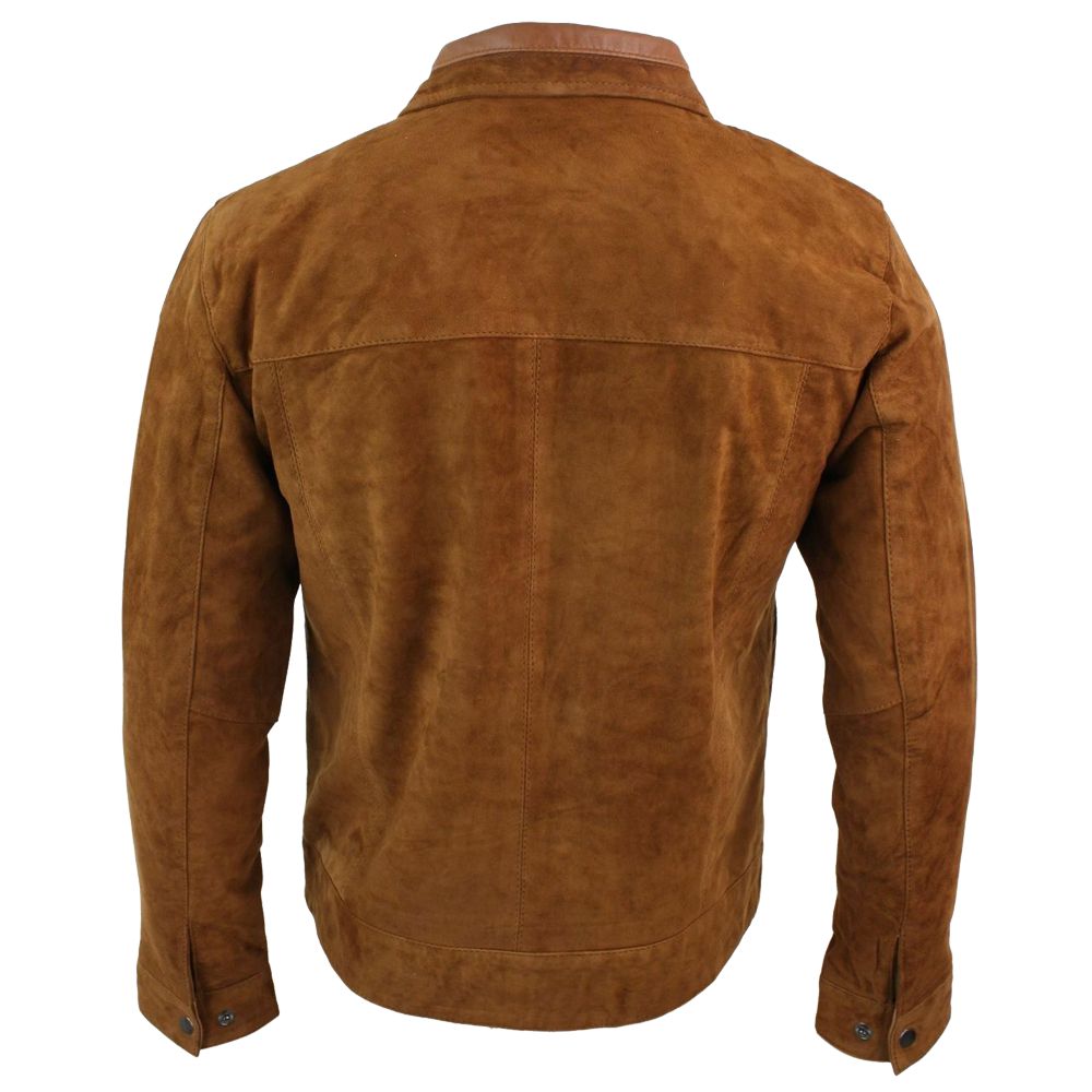 Men Suede Leather Brown Biker Jacket - AMSEL LEATHERS