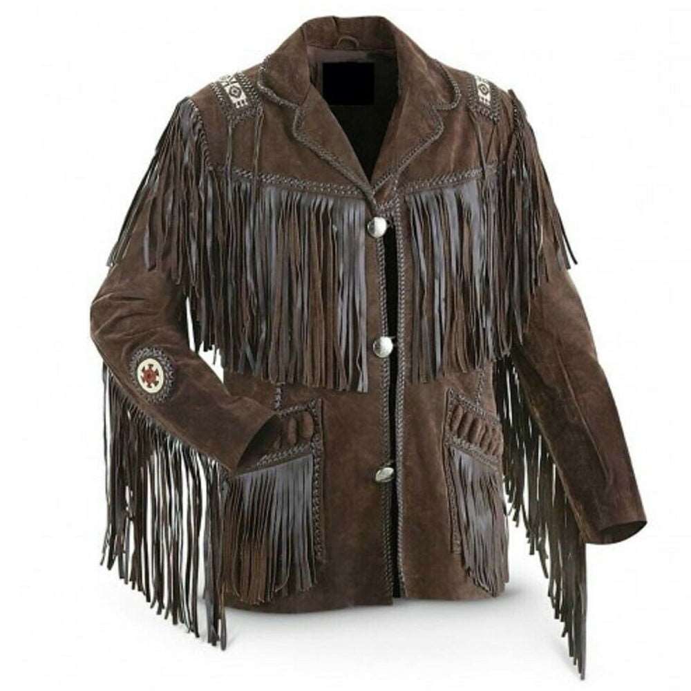 Dark Brown Leather Western Cowboy Jacket - AMSEL LEATHERS