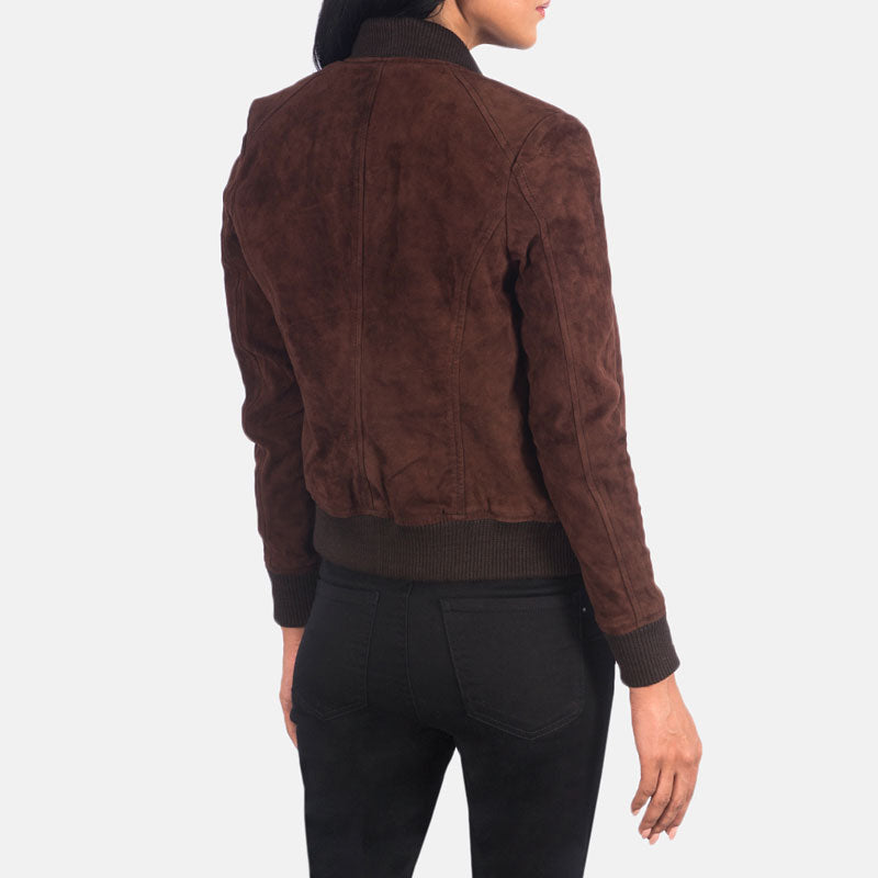 women's brown suede leather jacket vivienne side angle
