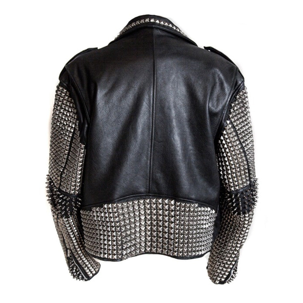 Punk Studded Leather Jacket Men Rock EMO Biker Design Stylish Jacket - AMSEL LEATHERS