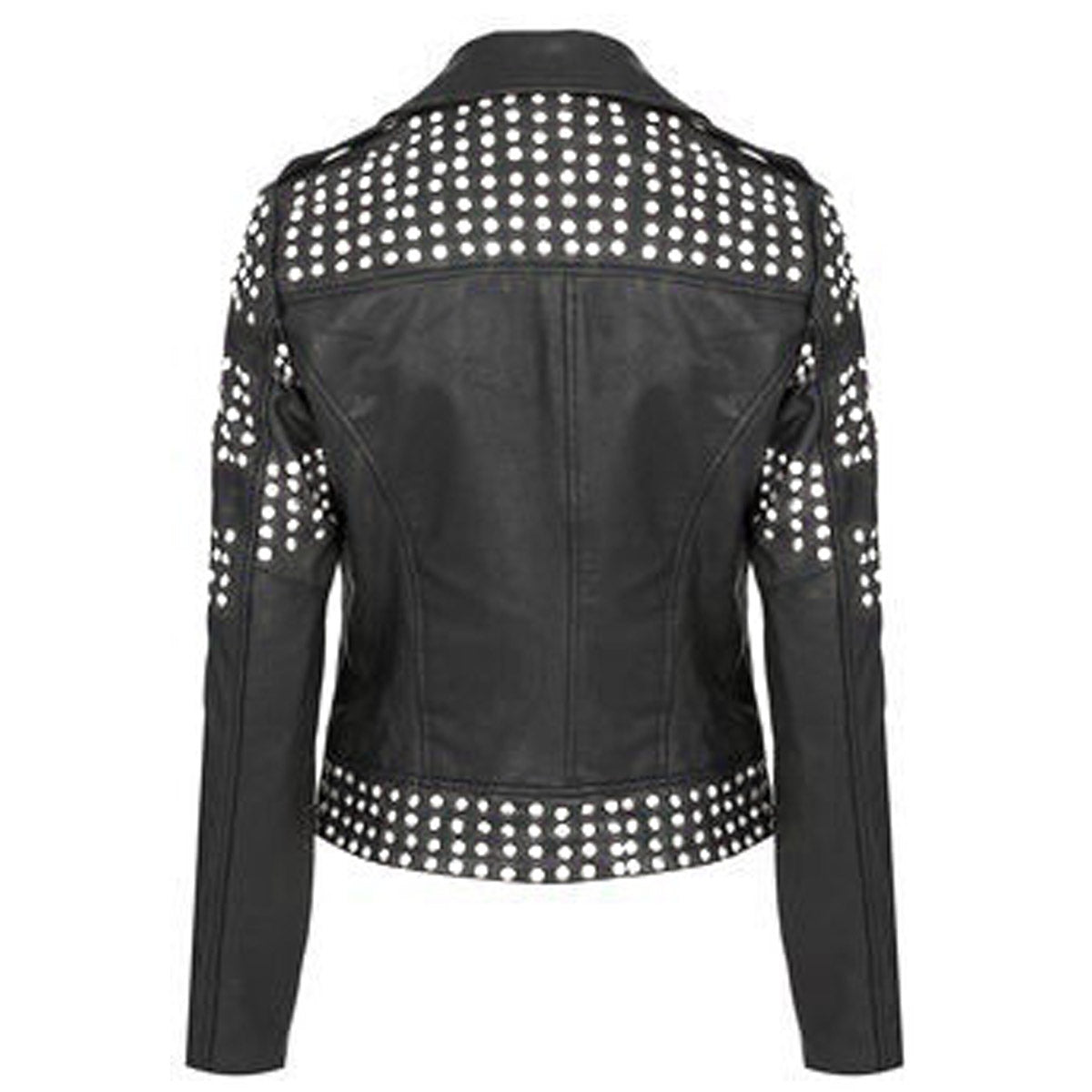 Women Studded Black Leather Fashion Jacket - AMSEL LEATHERS