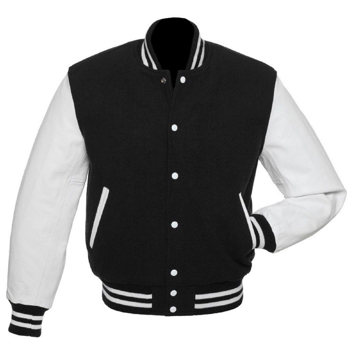 Black and White Premium Varsity Jacket - AMSEL LEATHERS