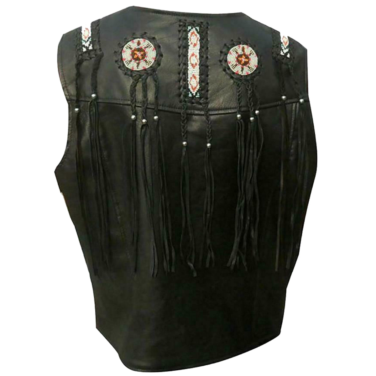 Men Native American Western Fringe Leather Vest - AMSEL LEATHERS