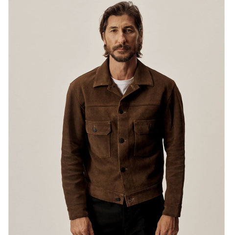 Men’s Brown Suede Leather Bomber Jacket