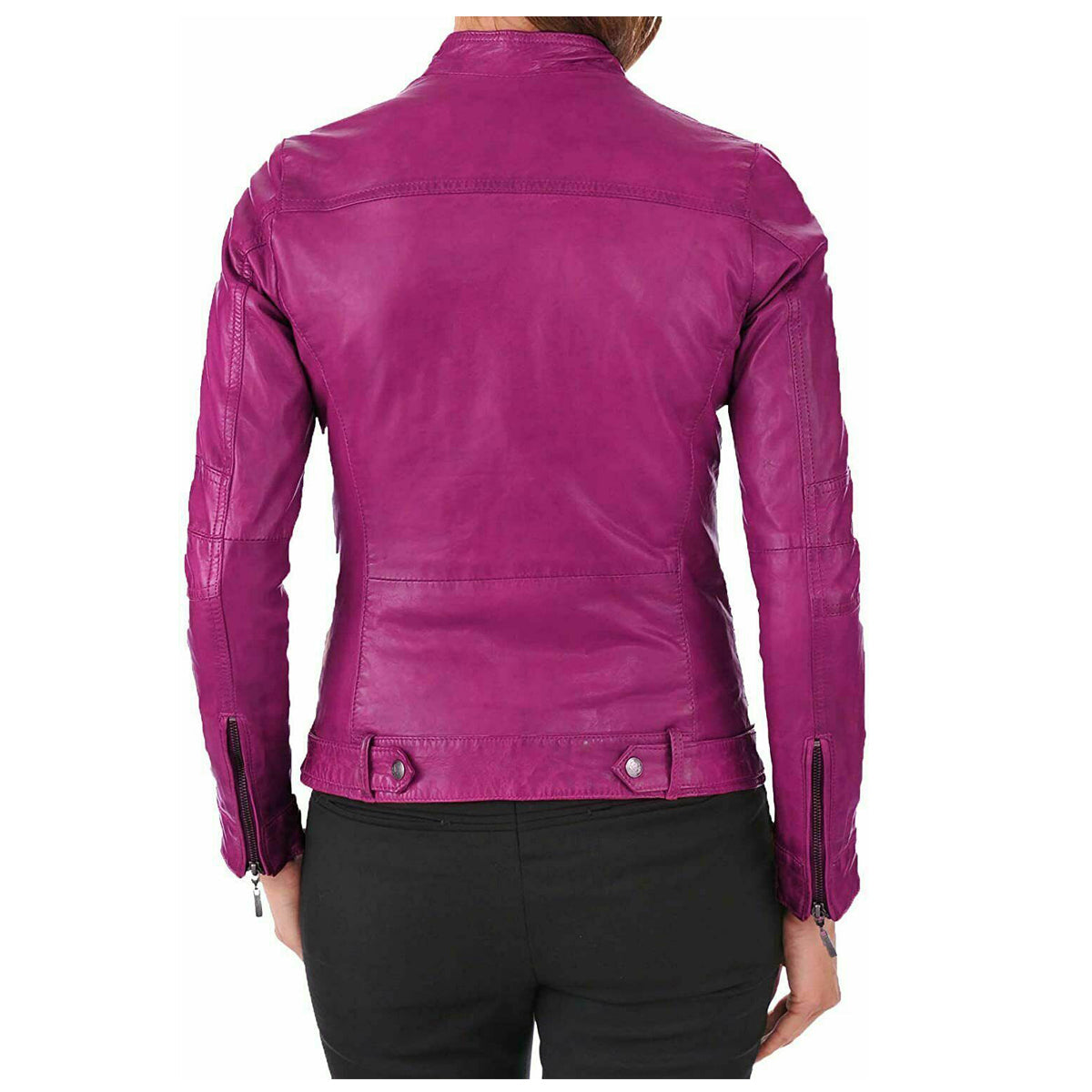 Women Fashion Lambskin Leather Motorcycle Jacket - AMSEL LEATHERS