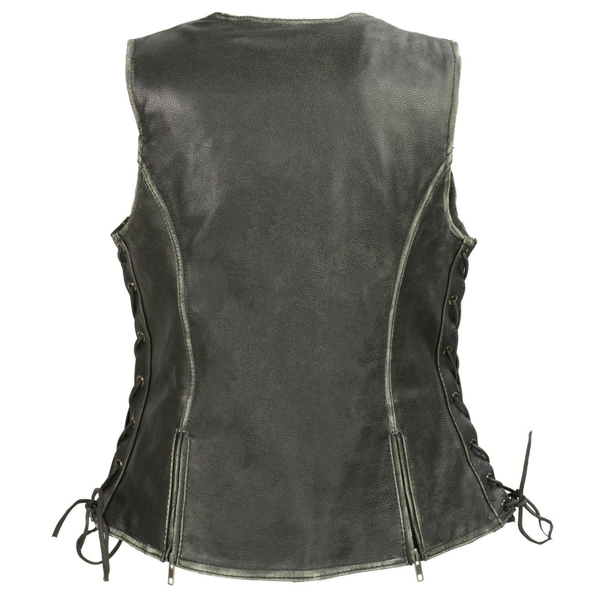 Women Gun Pocket Fashion Leather Vest - AMSEL LEATHERS