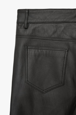 men's black sheepskin leather pants ronan side angle