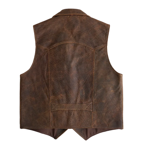 men's brown sheepskin leather vest henrik side angle