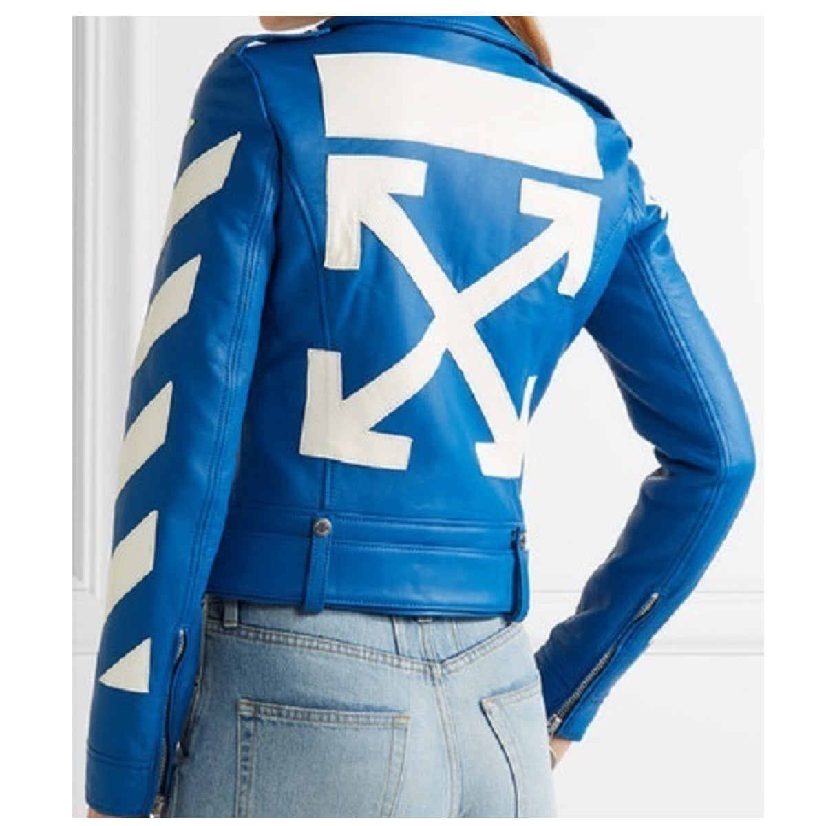 Women Cropped Blue Genuine Leather Fashion Jacket - AMSEL LEATHERS