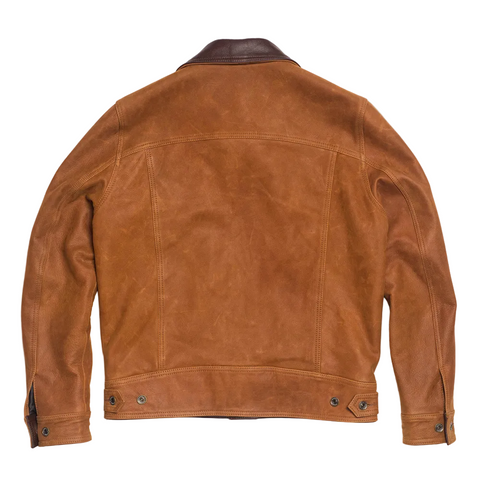 men's brown fringe suede leather jacket leif side angle
