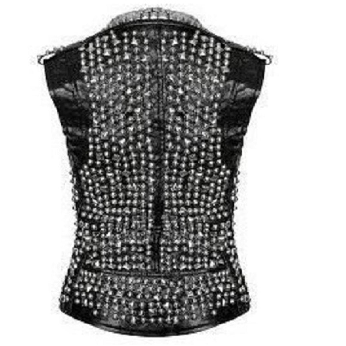 Women Studded Leather Vest Spike Belted Punk Goth - AMSEL LEATHERS