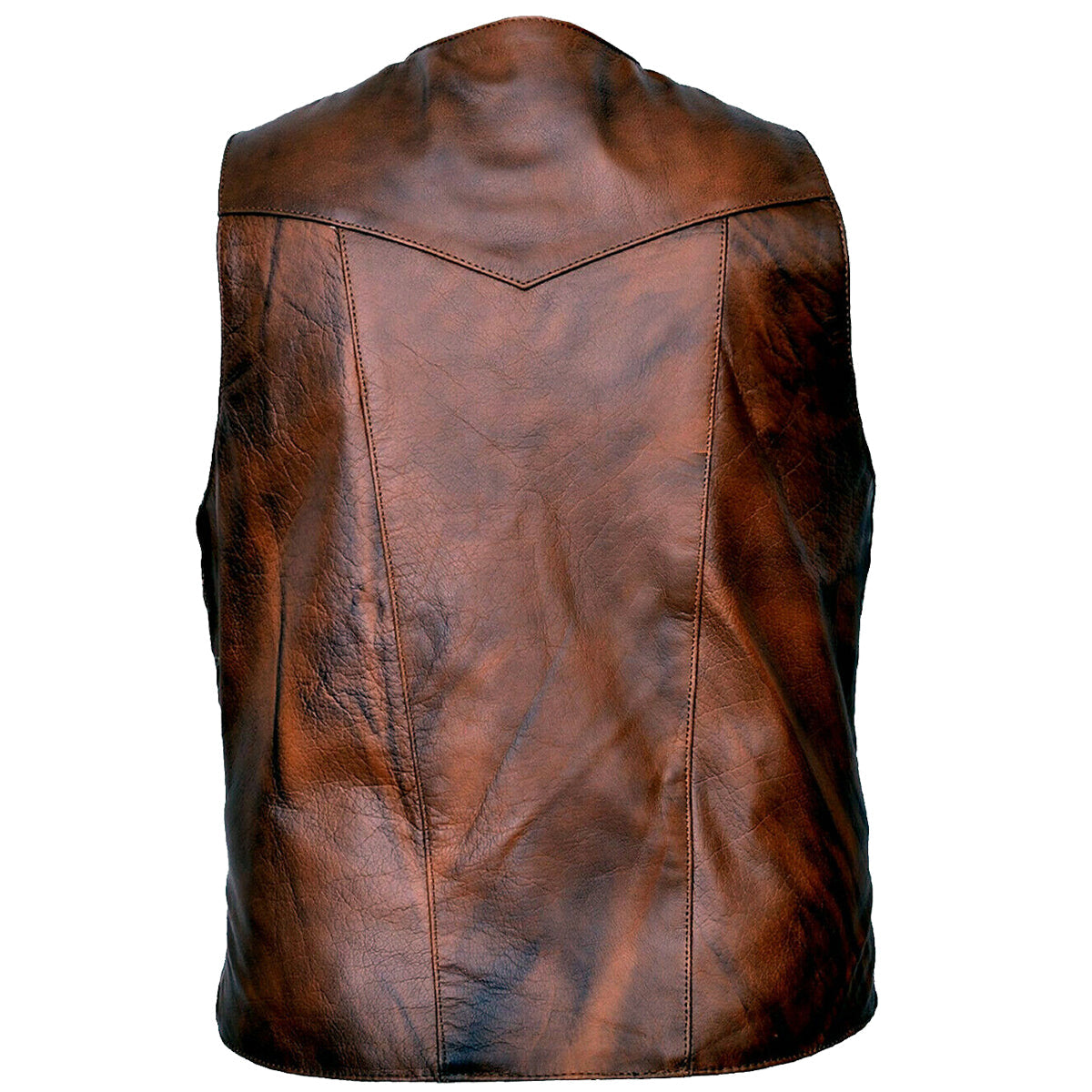 Men Wax Brown Cowhide Fashion Leather Vest - AMSEL LEATHERS