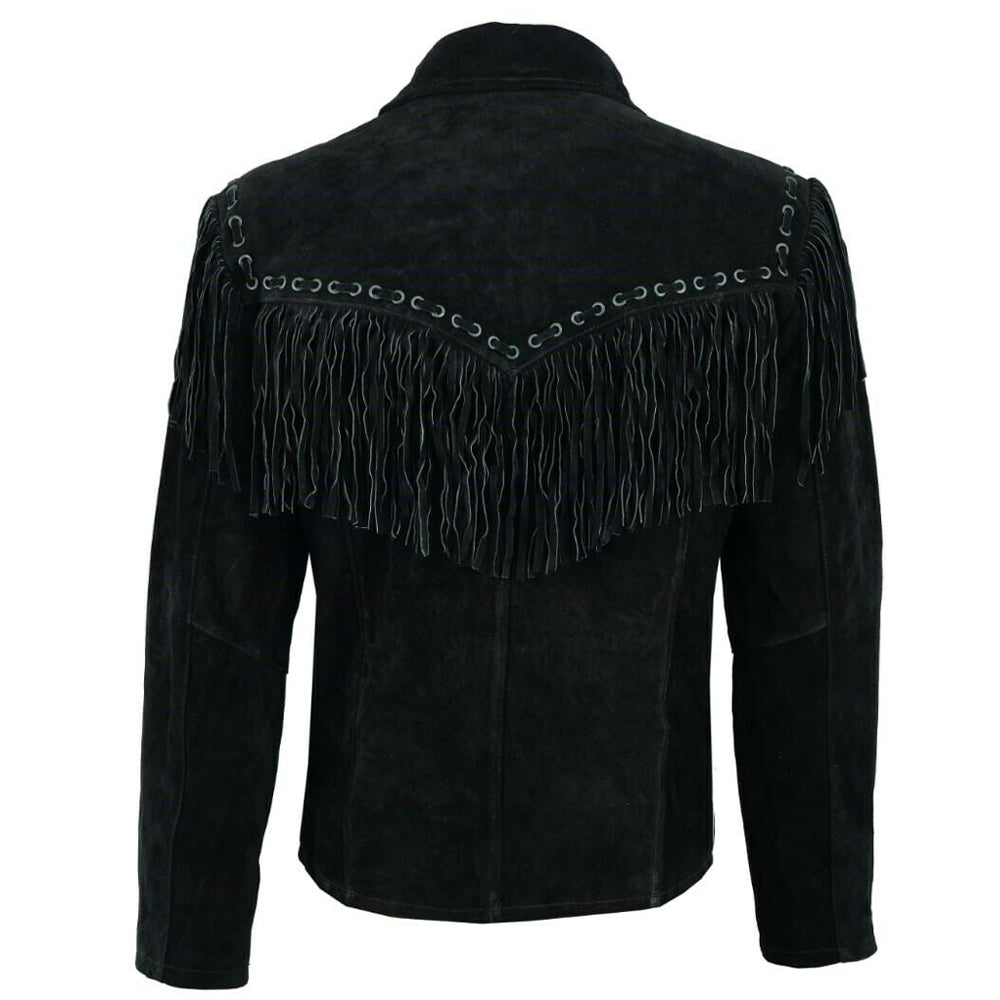 Men Suede Leather Western Jacket - AMSEL LEATHERS