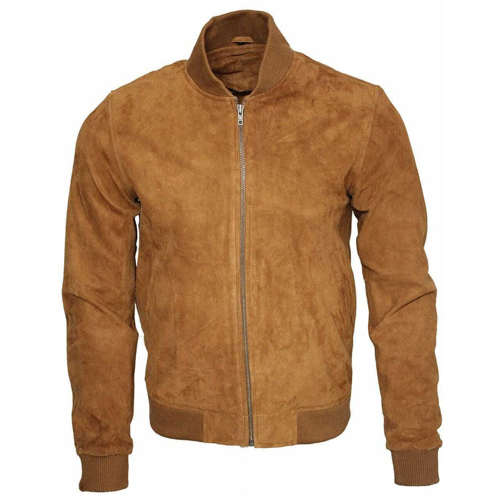 Men Brown Western Bomber Suede Leather Jacket - AMSEL LEATHERS