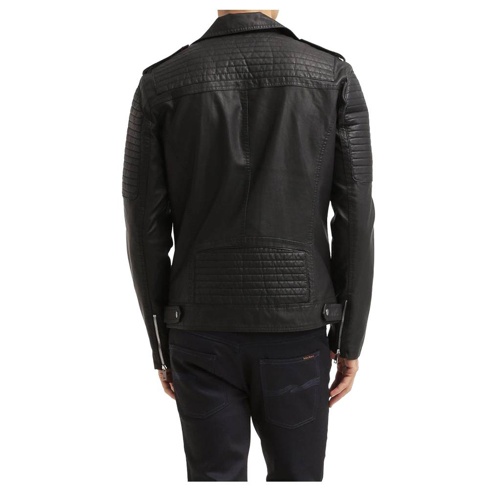 Men Black Leather Motorcycle jacket - AMSEL LEATHERS