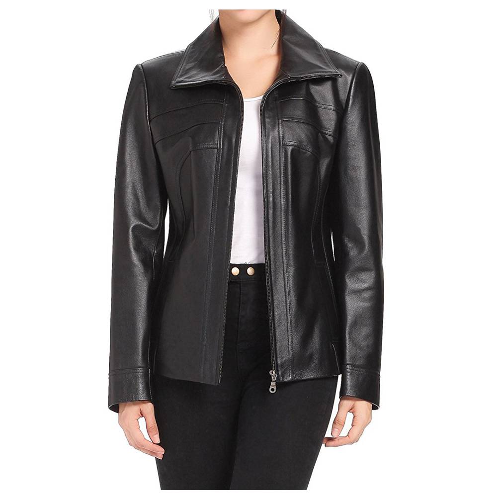 Women Lambskin Fashion Black Leather Jacket - AMSEL LEATHERS