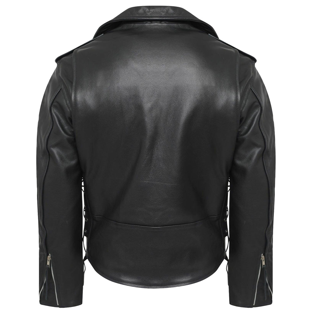 Men Classic Motorcycle Genuine Leather Lace Brando Jacket - AMSEL LEATHERS