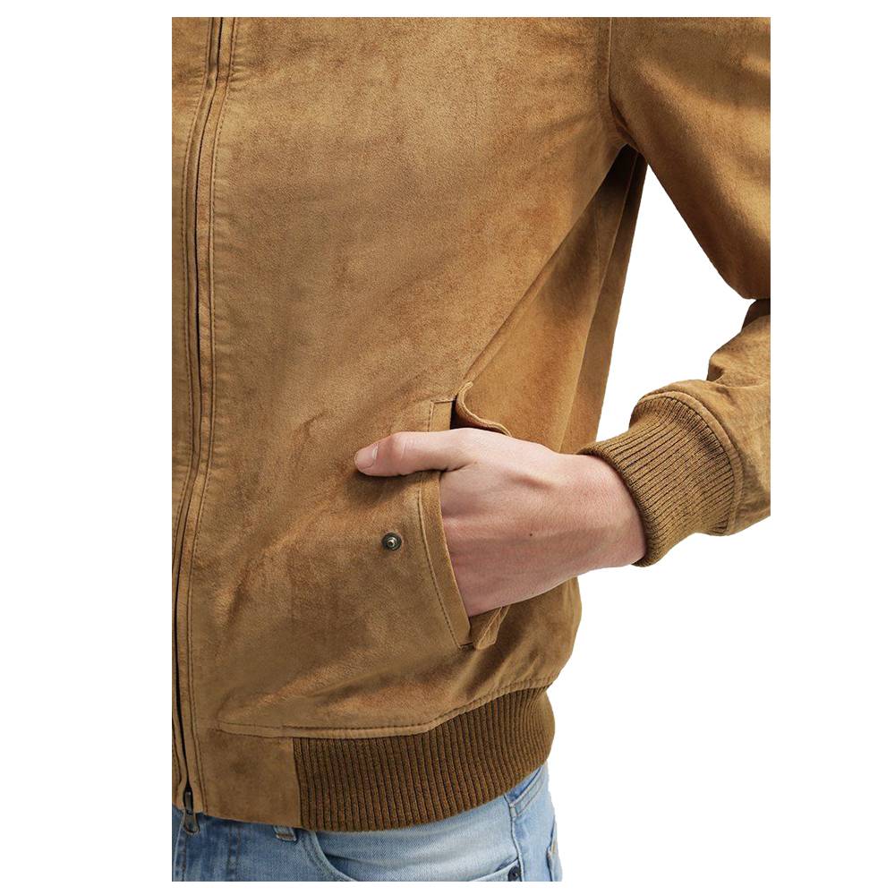 Suede Leather Bomber Jacket - AMSEL LEATHERS