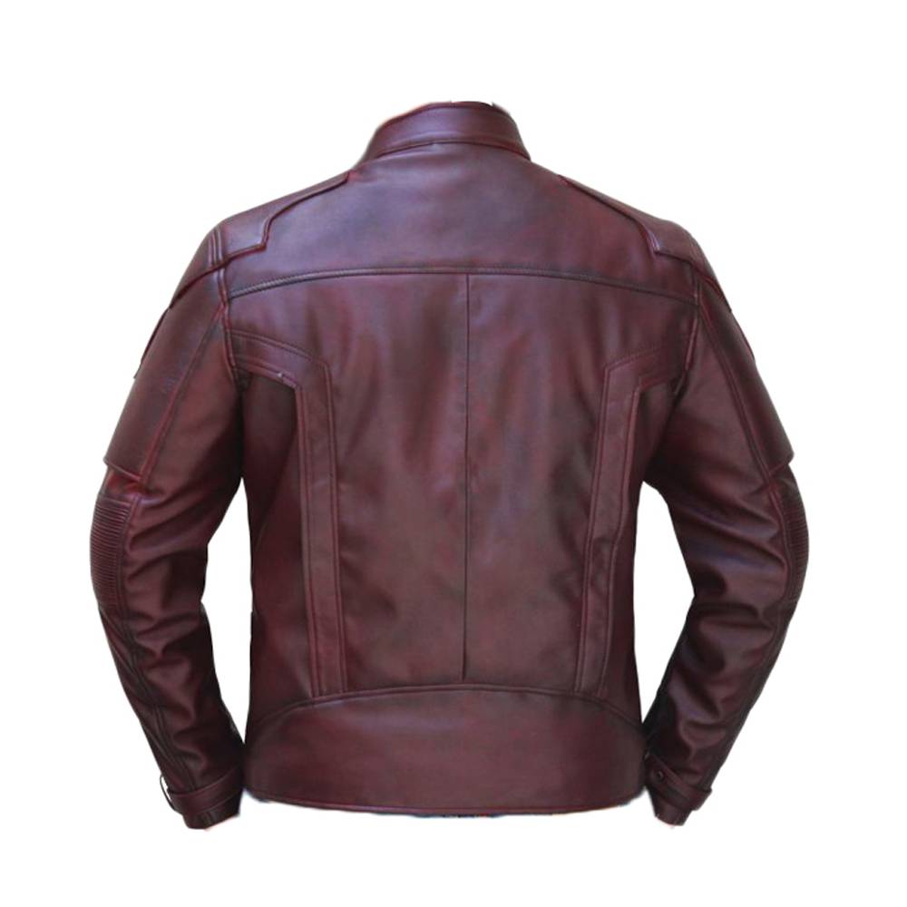 Men Burgundy Lapel Strips Military Leather Jacket - AMSEL LEATHERS