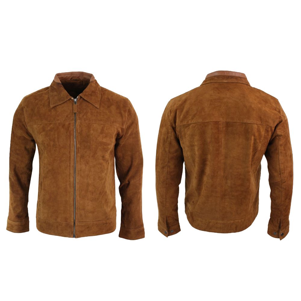 Men Suede Leather Brown Biker Jacket - AMSEL LEATHERS