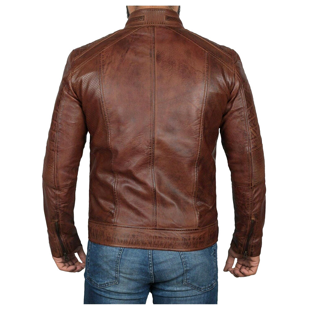 Men Oxblood Bomber Wax Leather Jacket - AMSEL LEATHERS