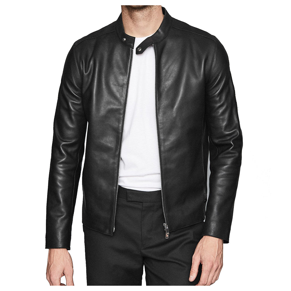 Men Leather Cafe Racer Jacket - AMSEL LEATHERS