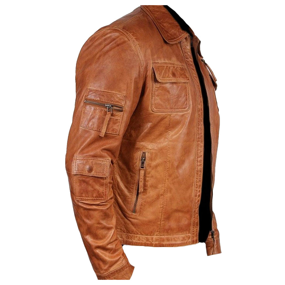 Vintage Brown Men Leather Fashion Jacket Classic Stunning - AMSEL LEATHERS