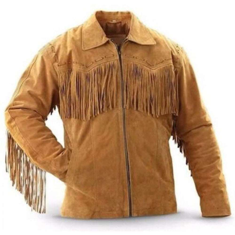 Cowboy Western Brown Suede Leather Fringe Jacket - AMSEL LEATHERS