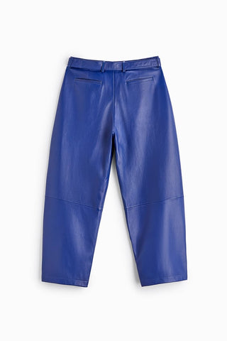 men's blue sheepskin leather pants alaric back view
