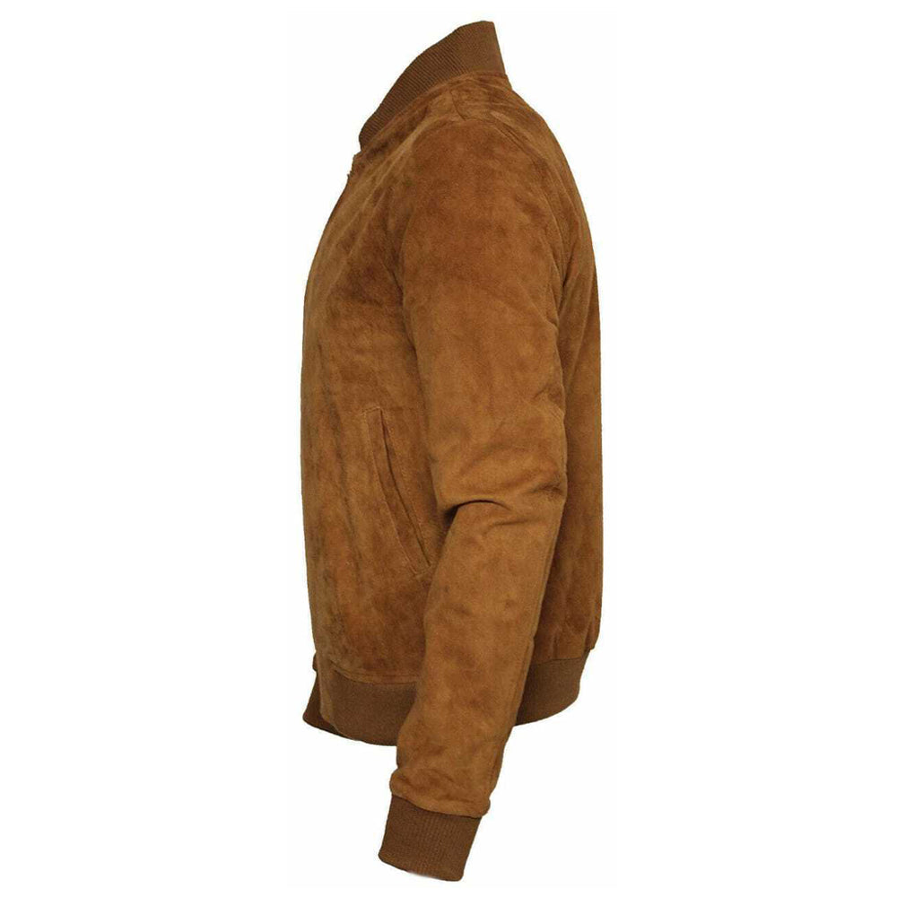 Men Brown Western Bomber Suede Leather Jacket - AMSEL LEATHERS