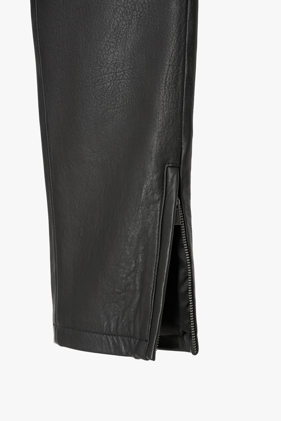 men's black sheepskin leather pants ronan back view