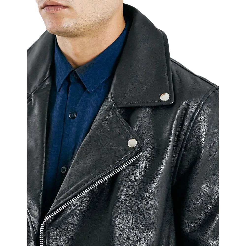 men's black lambskin leather bomber jacket alaric back view
