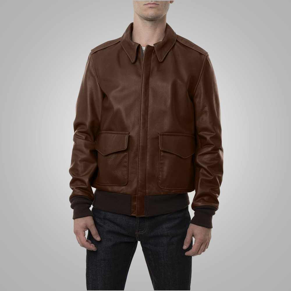 • leather flight jacket zipper close up
