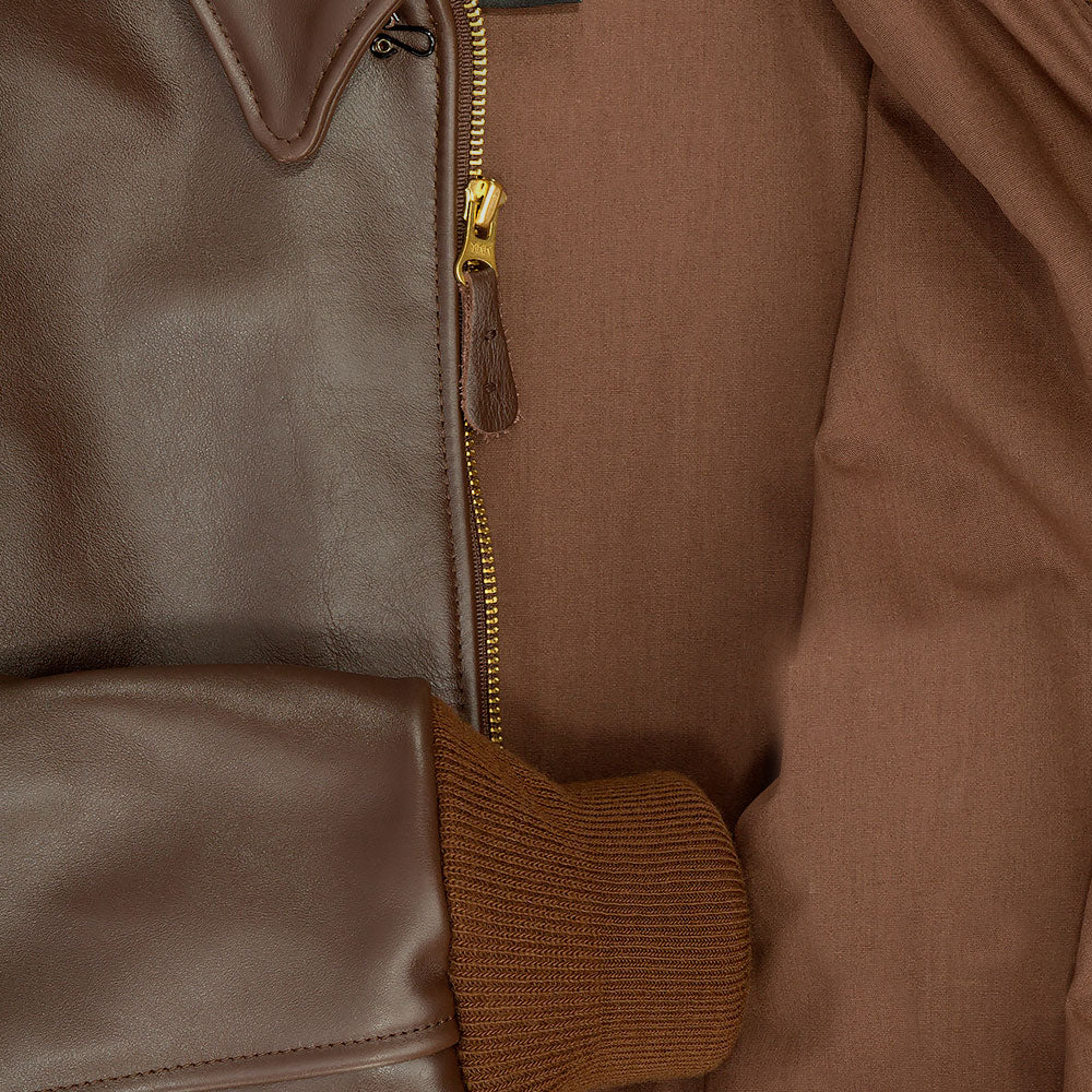 Amsel Harlan brown leather aviator jacket