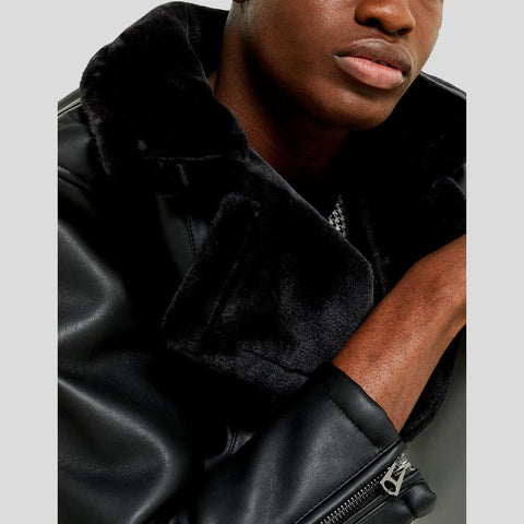 • lambskin leather jacket with fur collar side angle
