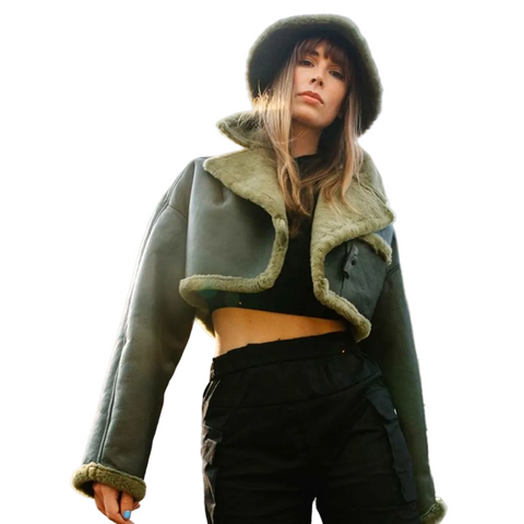• green sheepskin leather texture detail
