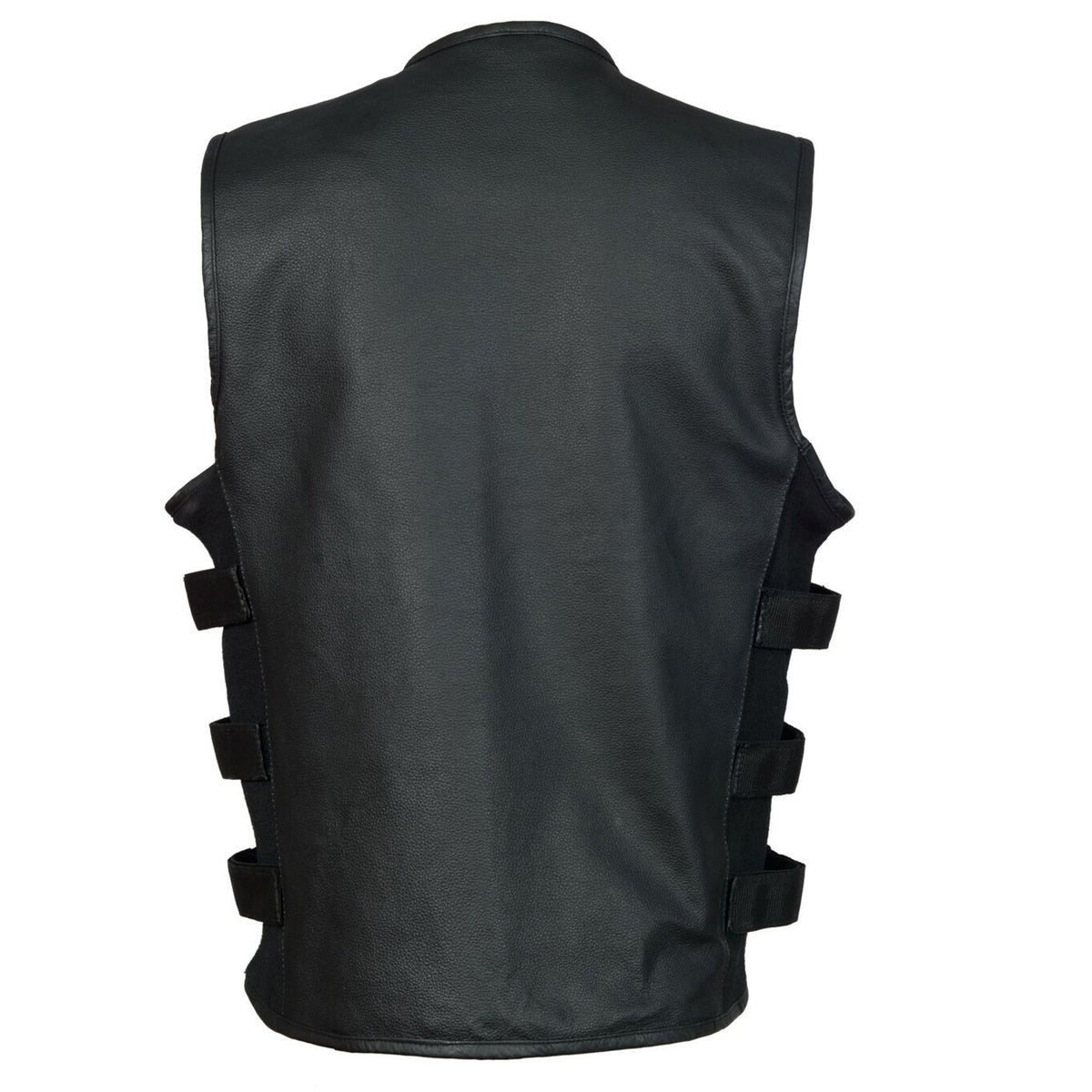 Men S.W.A.T Style Motorcycle Leather Vest - AMSEL LEATHERS